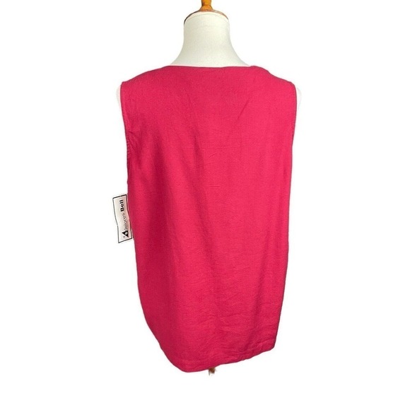 Vintage Delores Bell Top Sleeveless Size Medium Red and Gold Linen - Picture 8 of 9